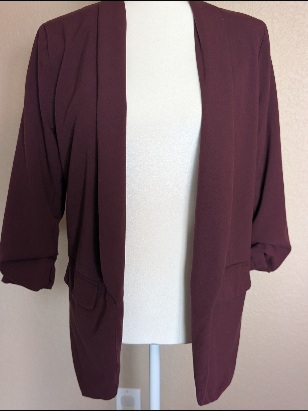 Candie's Burgundy Open-Front Blazer - Picture 2 of 5